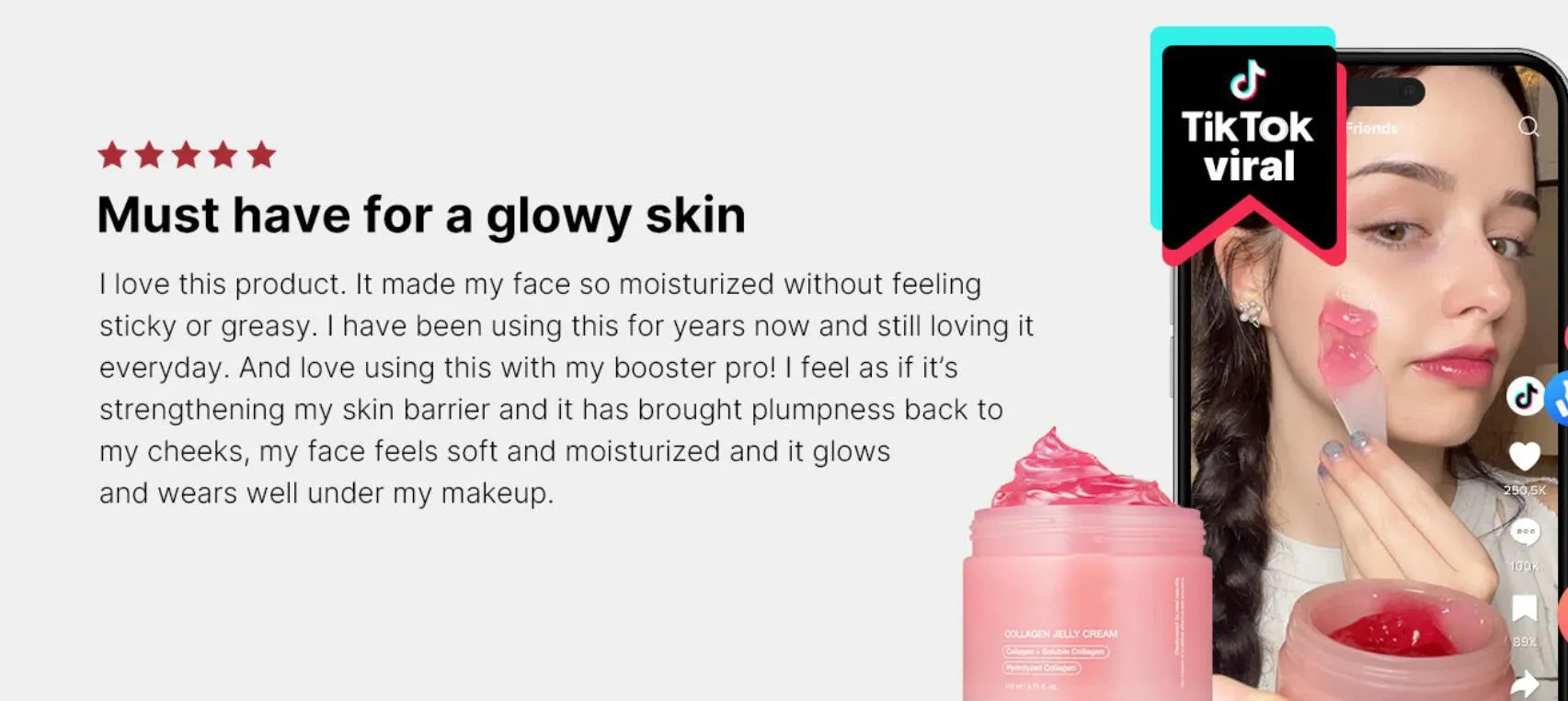 24h Glow & Lifted Collagen Jelly Cream Niacinamide And Hydrolyzed Collagen Strengthen The Skin Barrier And Moisturize The Skin