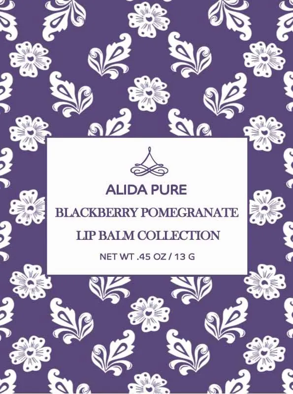 ALIDA PURE Blackberry Pomegranate Lip Balm Collection, Vegan Lip Balm Set, Beeswax Free, with Avocado Oil, Organic Jojoba Oil, and Vitamin E, Natural Moisturizer for Dry, Chapped Lips, 3 Tube Set