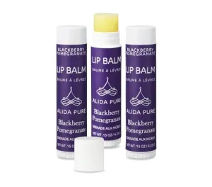 ALIDA PURE Blackberry Pomegranate Lip Balm Collection, Vegan Lip Balm Set, Beeswax Free, with Avocado Oil, Organic Jojoba Oil, and Vitamin E, Natural Moisturizer for Dry, Chapped Lips, 3 Tube Set