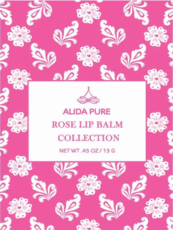 ALIDA PURE Rose Lip Balm Collection, Vegan Lip Balm Set, Beeswax Free, with Avocado Oil, Organic Jojoba Oil, and Vitamin E, Natural Moisturizer for Dry, Chapped Lips, 3 Tube Set
