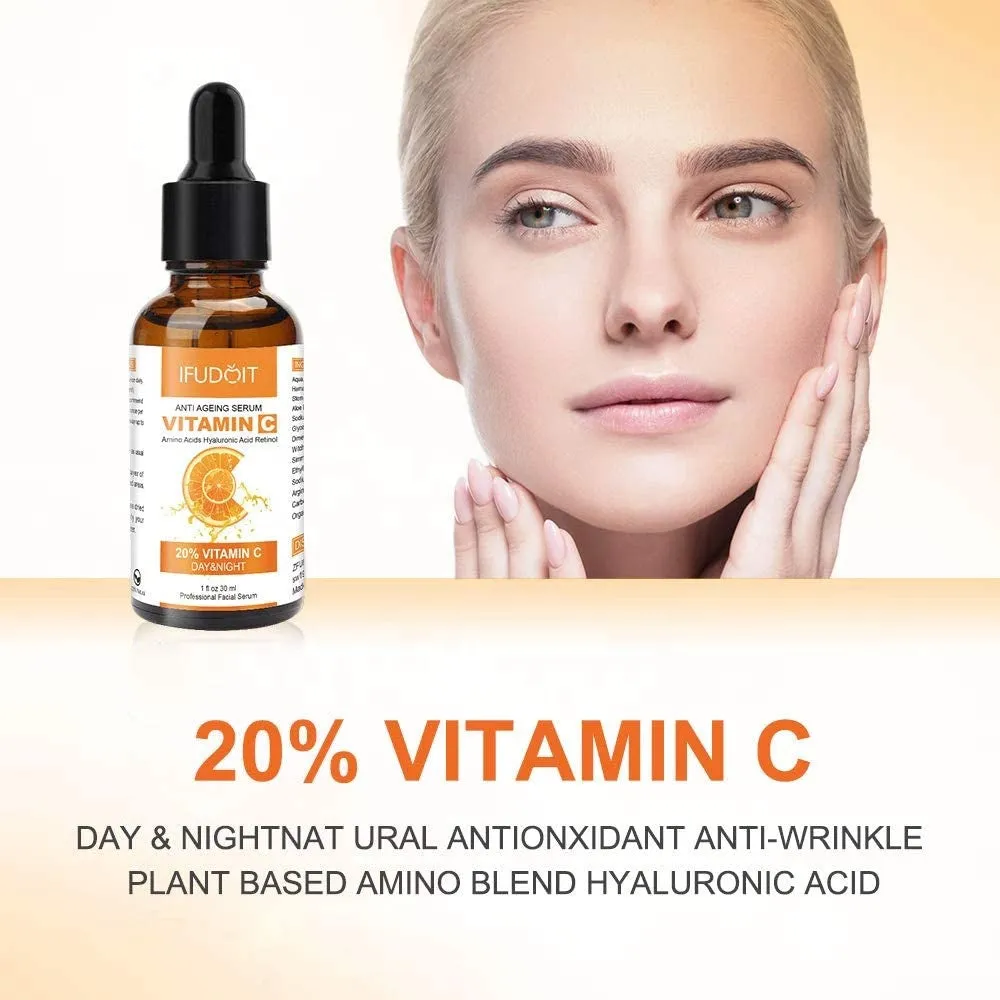 Anti-Aging & Anti-Wrinkle 20% Vitamin C Serum – Plant-Based Face Serum, 30ml