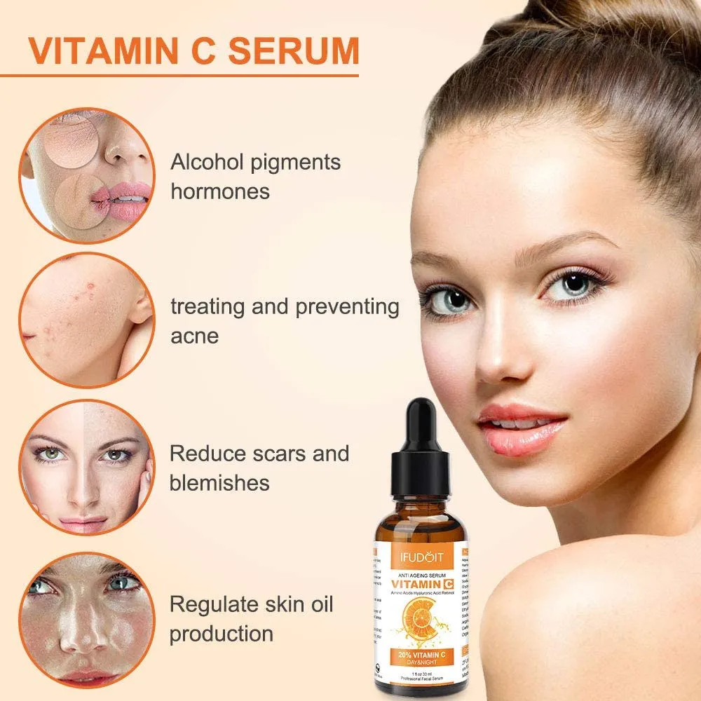 Anti-Aging & Anti-Wrinkle 20% Vitamin C Serum – Plant-Based Face Serum, 30ml