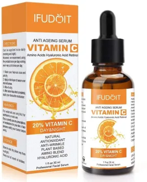 Anti-Aging & Anti-Wrinkle 20% Vitamin C Serum – Plant-Based Face Serum, 30ml