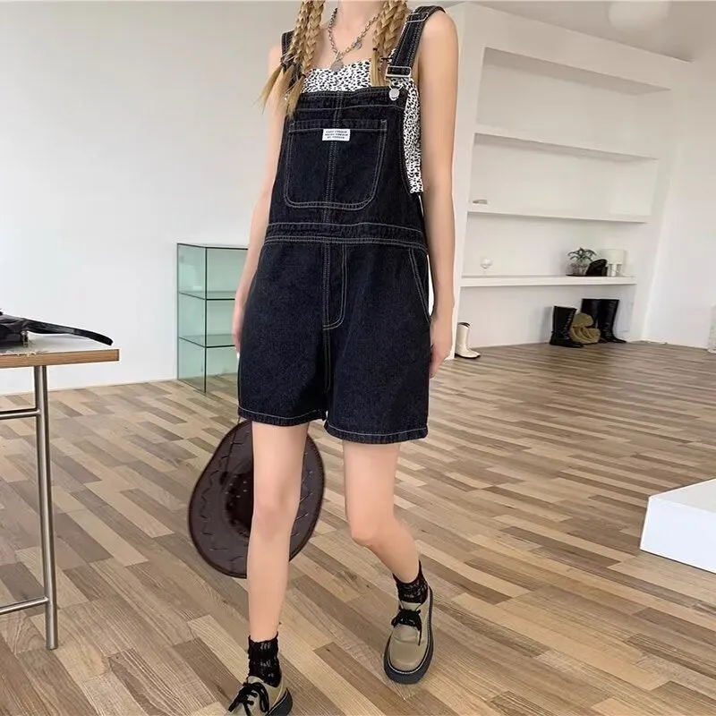 Anti-Aging Elegant Design Sense Denim Suspender Shorts Women's Summer