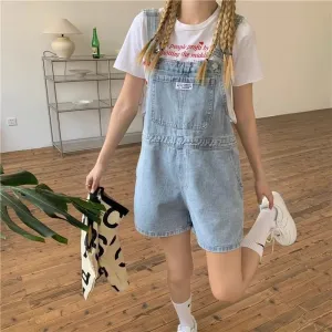 Anti-Aging Elegant Design Sense Denim Suspender Shorts Women's Summer