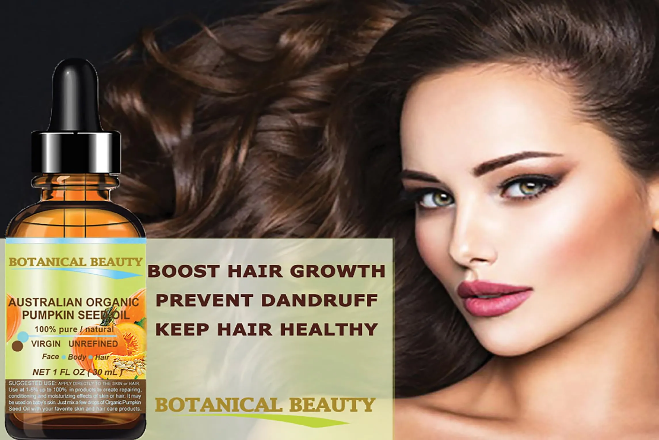 Australian ORGANIC PUMPKIN SEED OIL 100% Pure Natural Virgin Unrefined Cold Pressed Carrier Oil. 2 Fl.oz.- 60 ml. for Face, Skin, Hair, Lip, Nails by Botanical Beauty