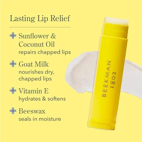 Beekman 1802 Lip Balm, Fresh Air - Scented - 0.15 oz - With Goat Milk, Vitamin E & Beeswax for Dry, Cracked Lips - Good for Sensitive Skin - Cruelty Free