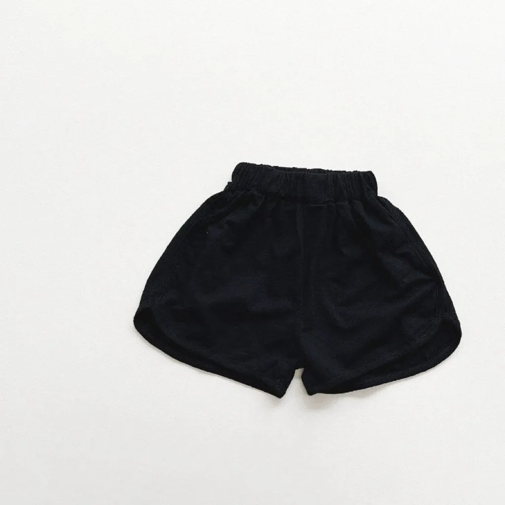 Bubu Solid Color Slub Cotton Shorts