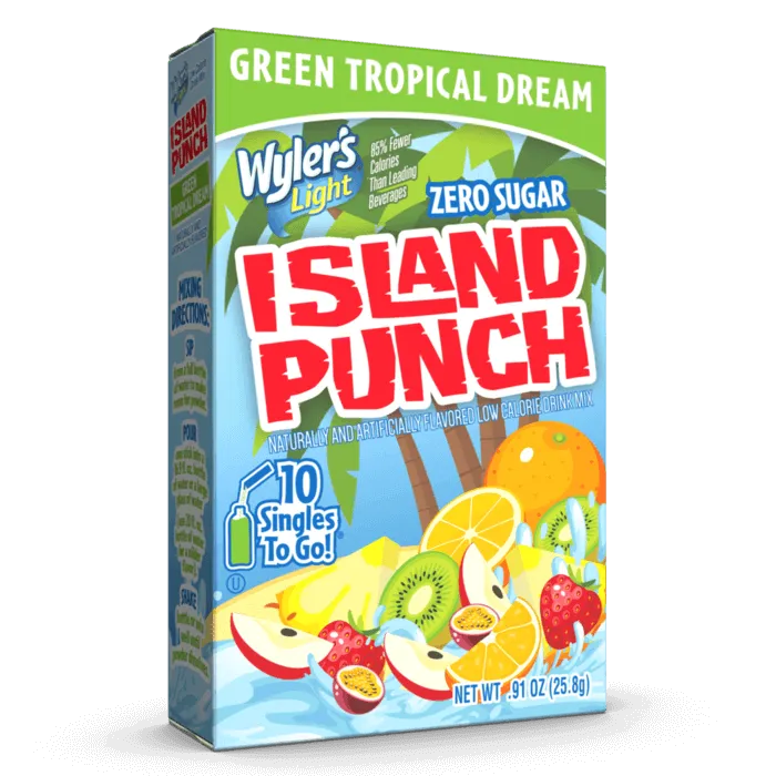 Island Punch Green Tropical Dream Zero-Sugar Singles To Go Drink Mix
