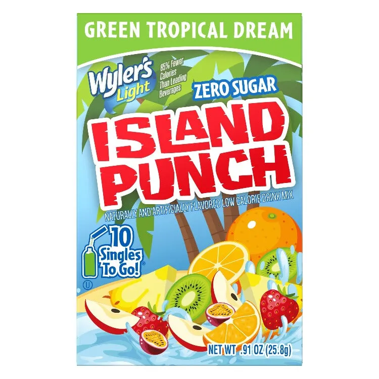 Island Punch Green Tropical Dream Zero-Sugar Singles To Go Drink Mix