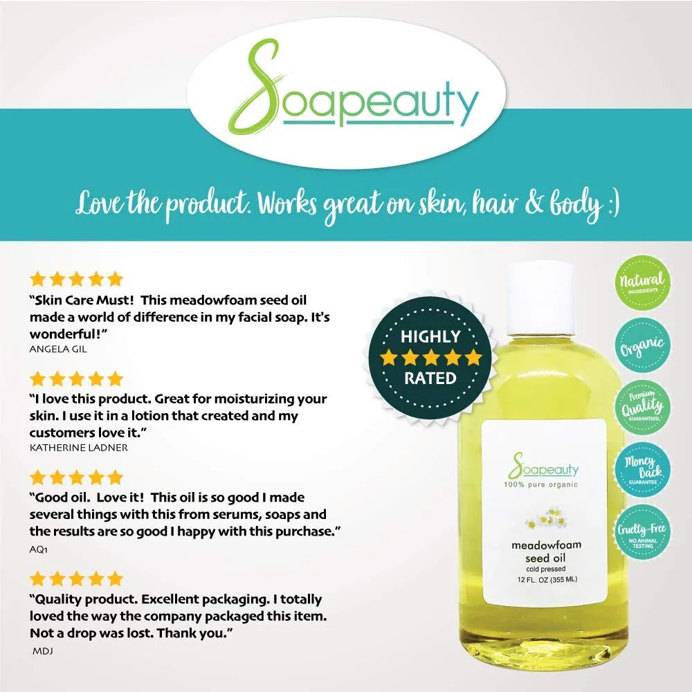 MEADOWFOAM SEED OIL Organic Cold Pressed Unrefined | 100% Pure Natural Meadowfoam Seed Oil for Face & Hair | Moisturizer for Skin, Promotes Hair Growth, Balms | Sizes 4OZ to 1 GALLON | (8 OZ)