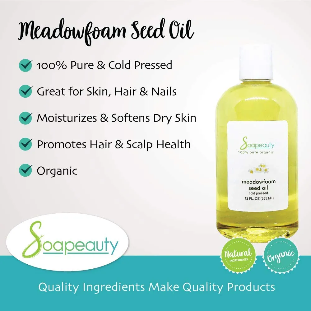 MEADOWFOAM SEED OIL Organic Cold Pressed Unrefined | 100% Pure Natural Meadowfoam Seed Oil for Face & Hair | Moisturizer for Skin, Promotes Hair Growth, Balms | Sizes 4OZ to 1 GALLON | (8 OZ)