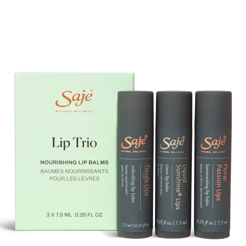 New Saje Lip Trio NOURISHING LIP BALMS, Retails $26 