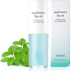 Nooni Korean Lip Oil - Applemint | Moisturizing, Hydrating, and Plumping, for Dry Lips with Mint Extract, 0.12 Fl Oz