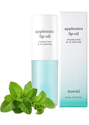 Nooni Korean Lip Oil - Applemint | Moisturizing, Hydrating, and Plumping, for Dry Lips with Mint Extract, 0.12 Fl Oz