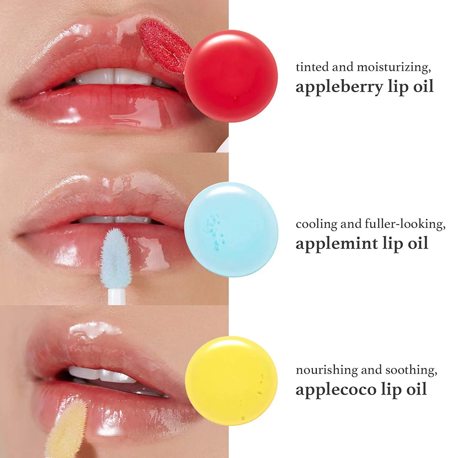 Nooni Korean Lip Oil - Applemint | Moisturizing, Hydrating, and Plumping, for Dry Lips with Mint Extract, 0.12 Fl Oz