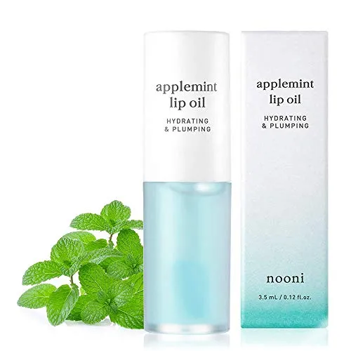 Nooni Korean Lip Oil - Applemint | Moisturizing, Hydrating, and Plumping, for Dry Lips with Mint Extract, 0.12 Fl Oz