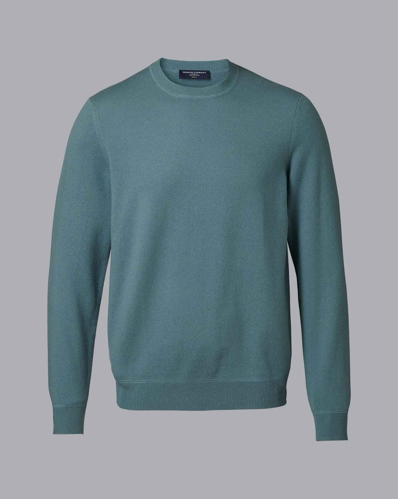 Pale Teal Green Merino/Cashmere Crew Neck Jumper