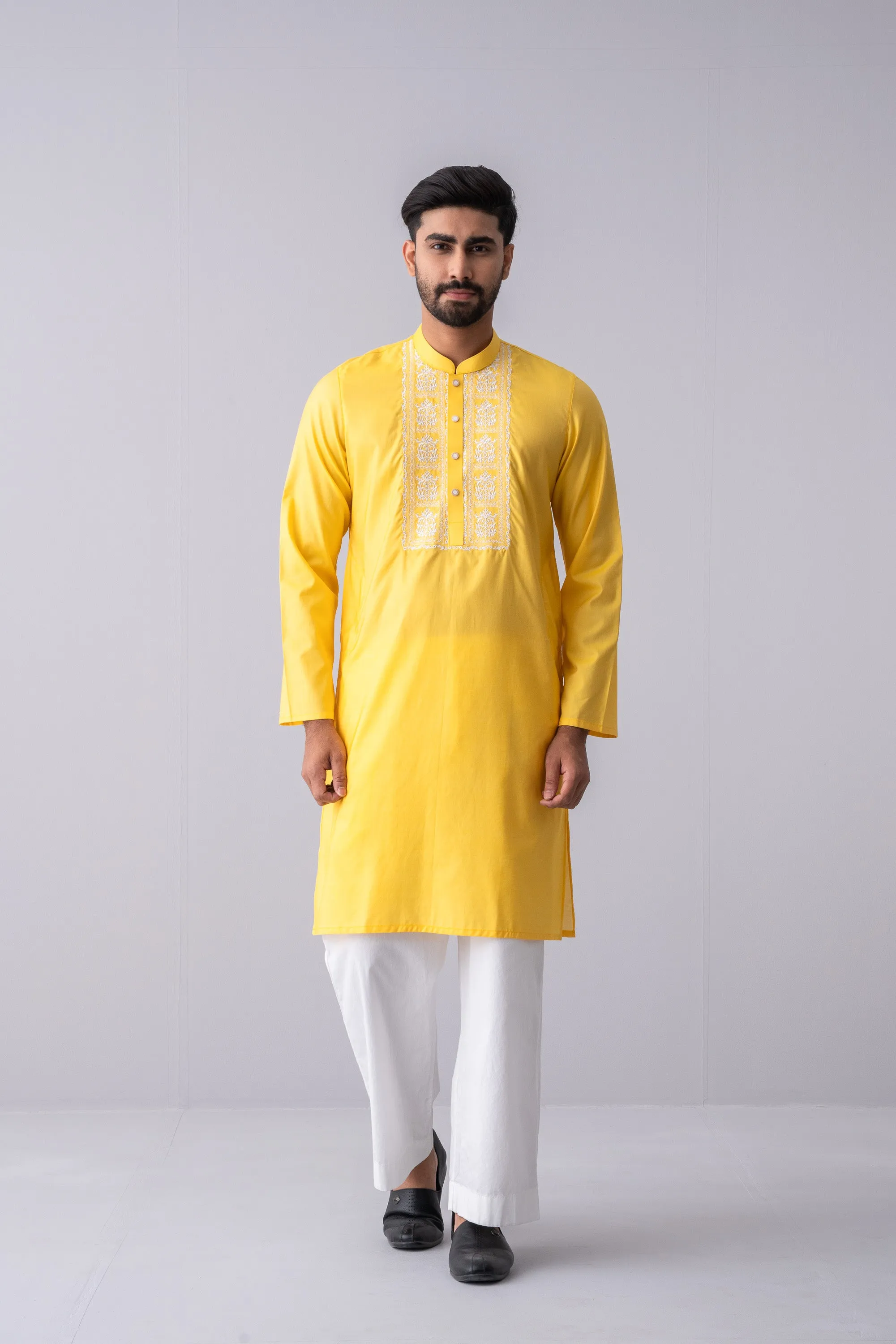 Regular Fit Embroidered Two-Tone Fabric Semi-Formal Panjabi