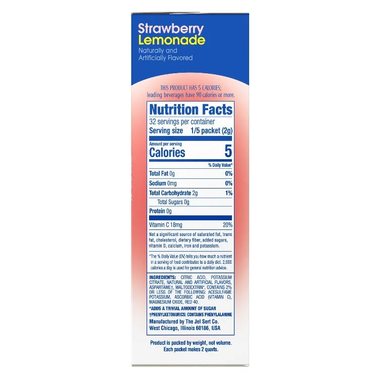 Strawberry Lemonade Low Calorie Pitcher Pack Carton