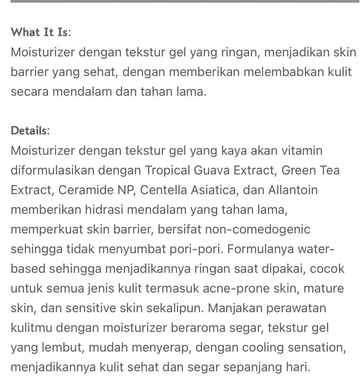 Tropical Guava Barrier Moisture Gel | Pelembab Wajah Menjaga dan Menguatkan Skin Barrier