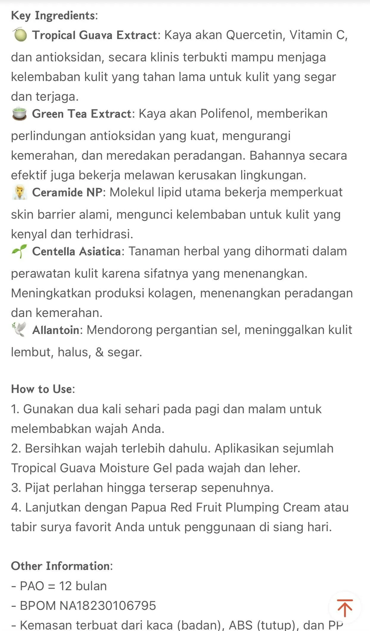 Tropical Guava Barrier Moisture Gel | Pelembab Wajah Menjaga dan Menguatkan Skin Barrier