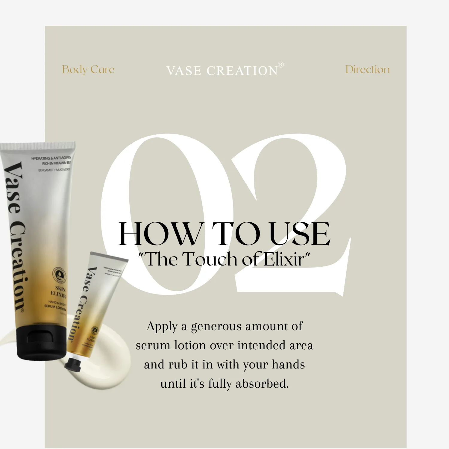 VASE CREATION Skin Elixir Serum Lotion