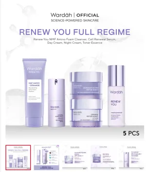 Wardah Renew You Paket Lengkap Full Regime (Serum, Night Cream, Essence, Day Cream, Facial Wash)